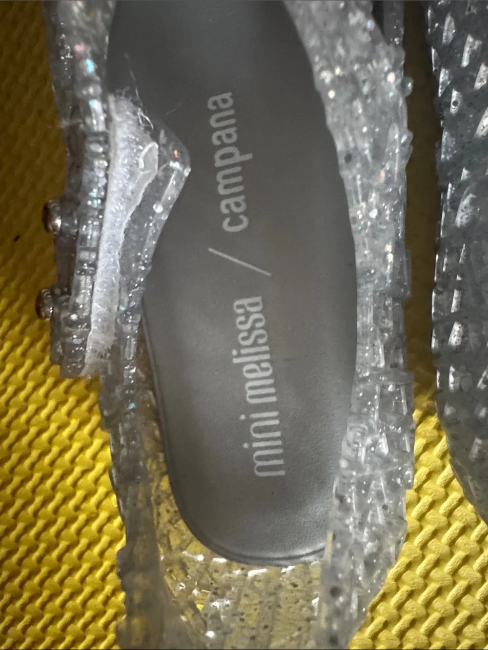 Mini Melissa Clear Silver Glitter Jelly Mary Jane Shoes